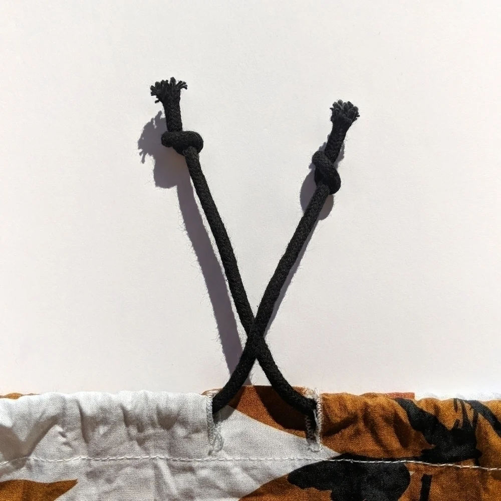 Kip & Co Small Brown Black & White Leaf Print Drawstring Cosmetic Bag
